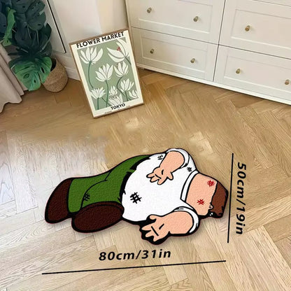VIKAMA Cartoon Human Pattern Bedroom Carpet Living Room Decorative Carpet Bedside Floor Mat Waterproof Home Decor